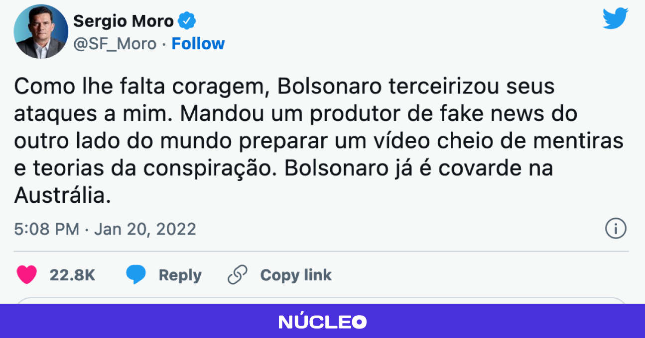 11 tweets em que Moro questiona a dignidade de Bolsonaro